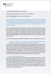 Versorgungssicherheit stärken – Abhängigkeiten reduzieren