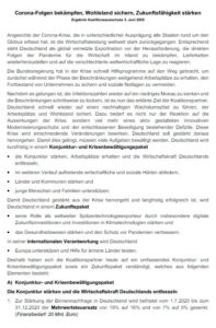 Corona-Konjunkturpaket der Bundesregierung