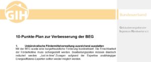 10-Punkte-Plan zur Verbesserung der Bundesförderung für effiziente Gebäude